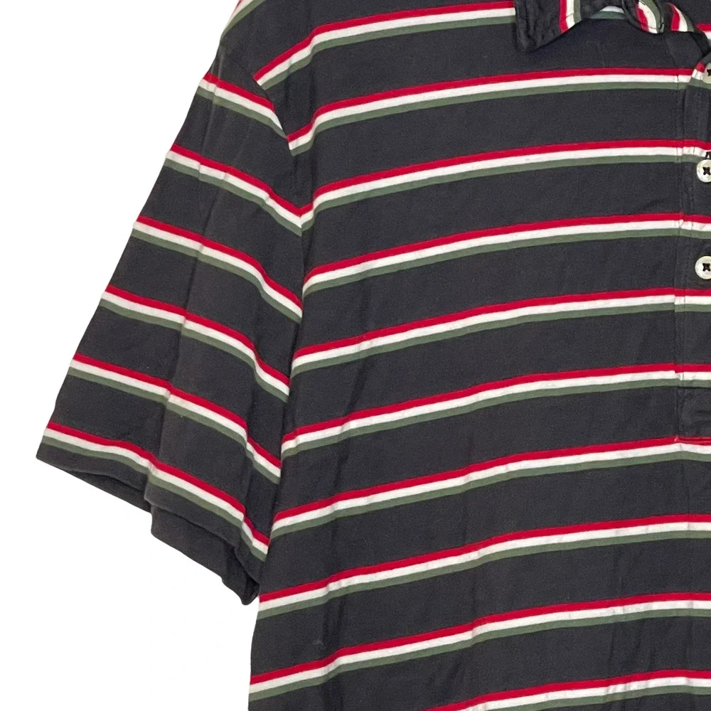 Polo Ralph Lauren Mens Golf Shirt Size‎ XL Navy With Green White Stripes Cotton